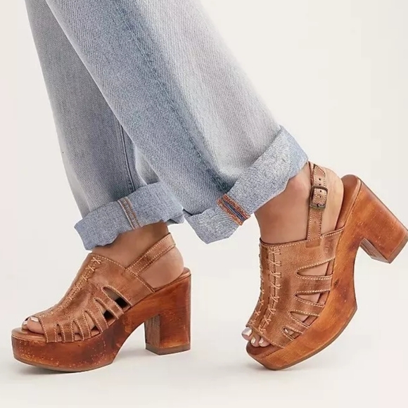 Free People Shoes - Free People Bed Stu Fontella Platform Clog Sandal  Tan Rustic